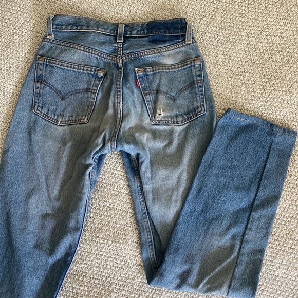 VINTAGE LEVI’s / After Party by Nasty Gal HIGH WAISTED STRAIGHT LEG DENIM 24/25 - Picture 3 of 4